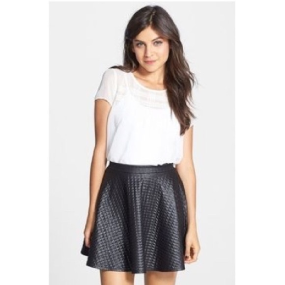 Dresses & Skirts - Black Faux Leather Skater Skirt